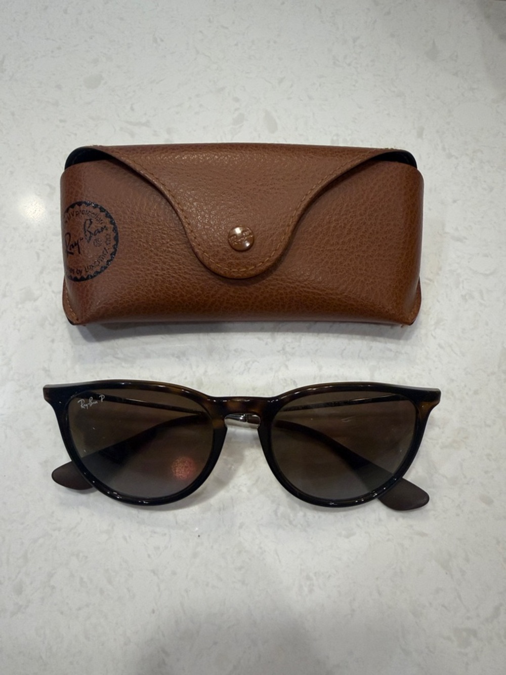 Ray-Ban Polarized Tortoiseshell Frame Sunglasses with Brown Lenses